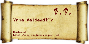 Vrba Valdemár névjegykártya